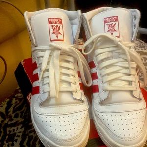 AFIDAS MEN TOP TEN Hi OG RED & WHITE 8.5US